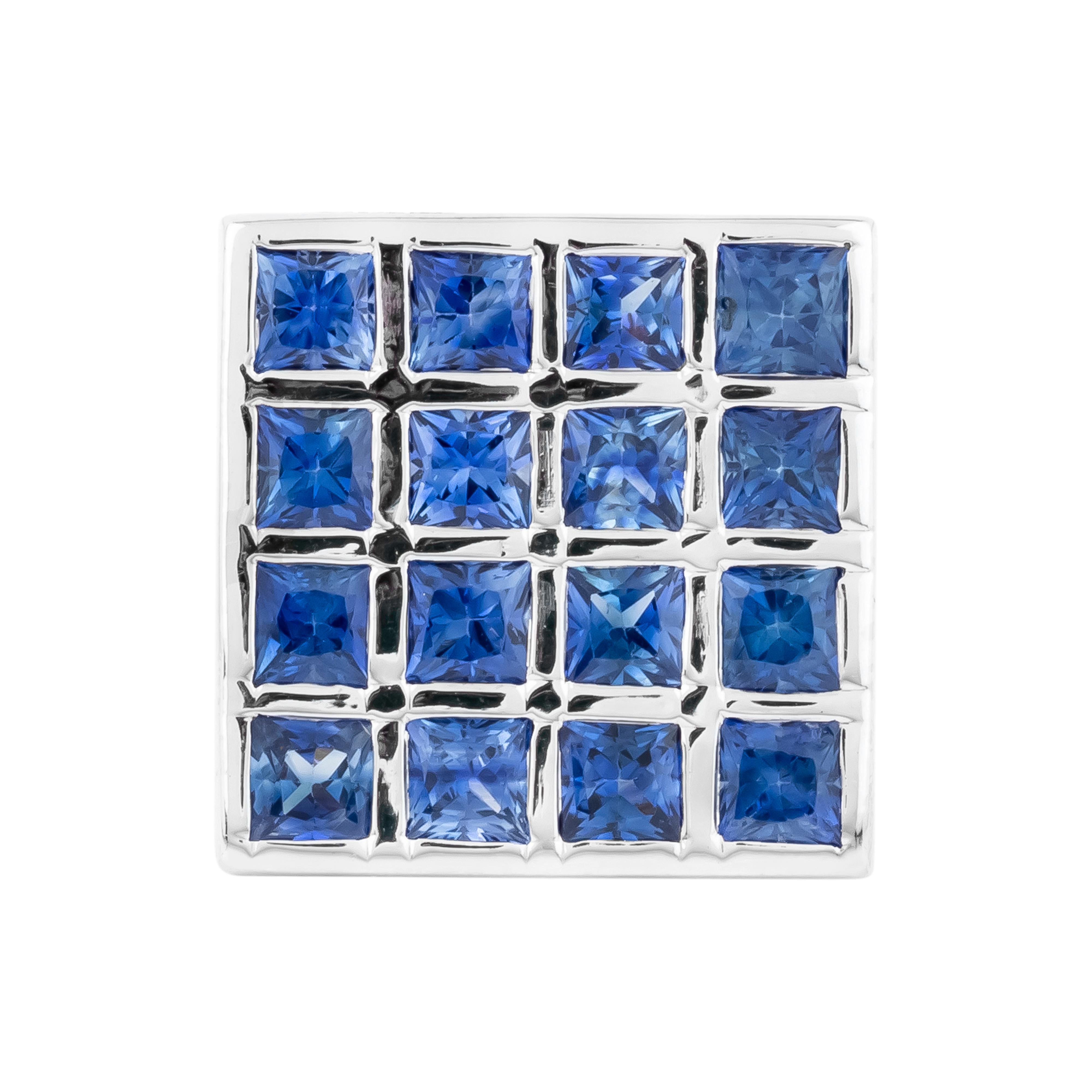 Men's 18 Karat Gold 5.03 Carat Sapphire Cufflinks For Sale
