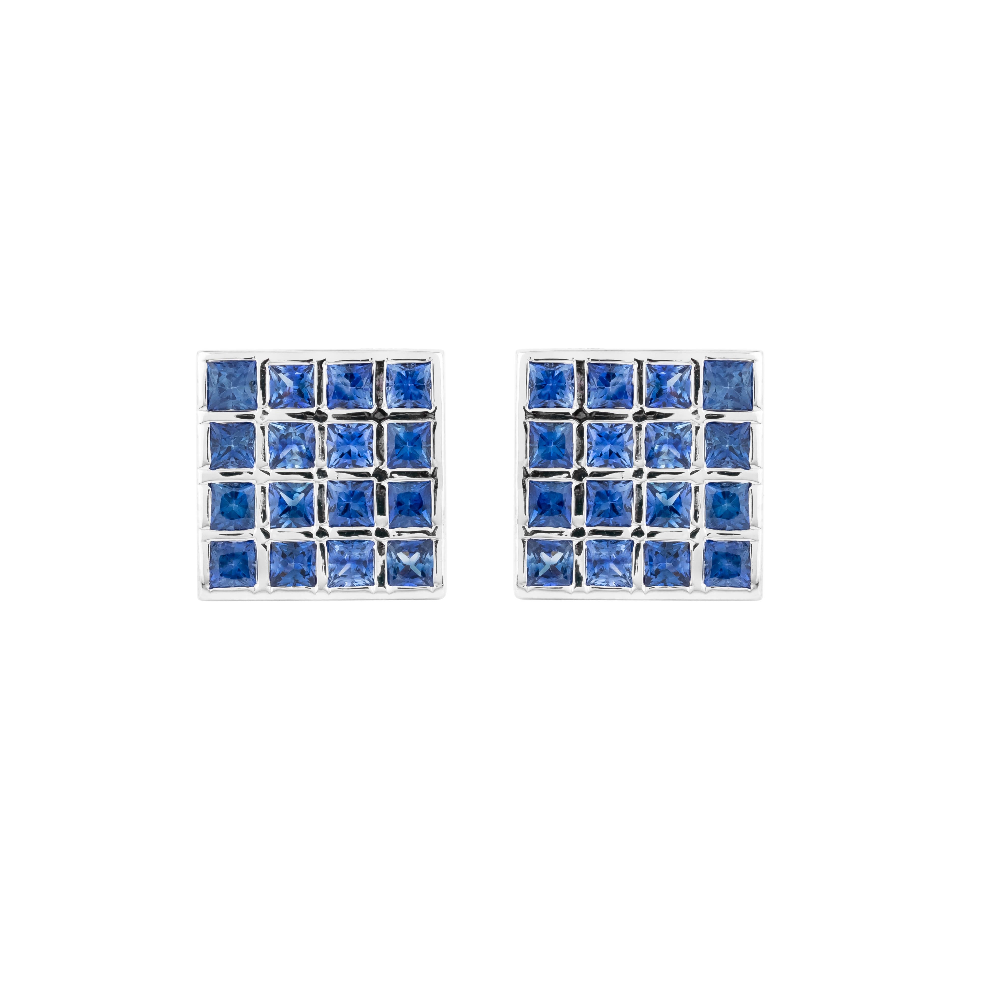 18 Karat Gold 5.03 Carat Sapphire Cufflinks For Sale 2