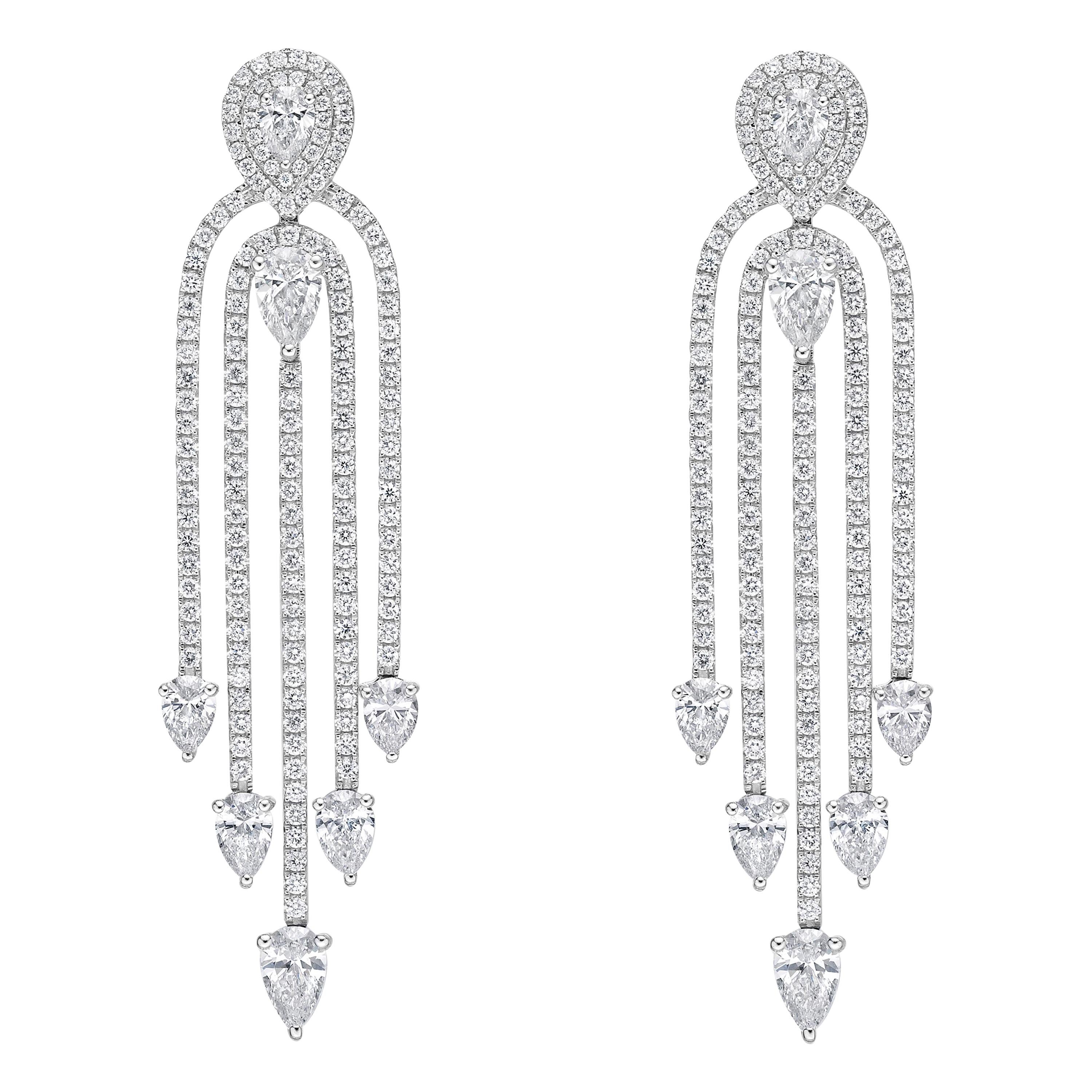 18 Karat Gold, 7.1 Carat, F Color, VS Clarity, Diamond Paved Earrings