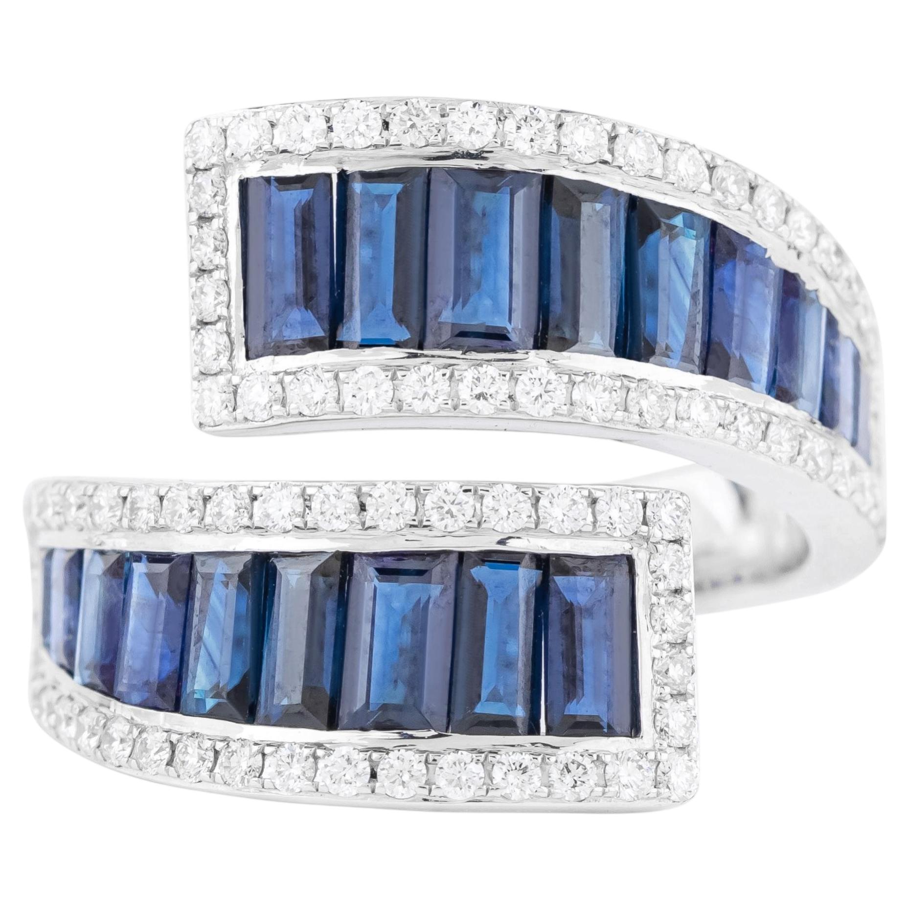 18 Karat Gold 5,23 Karat Diamant und Saphir Mode-Ring