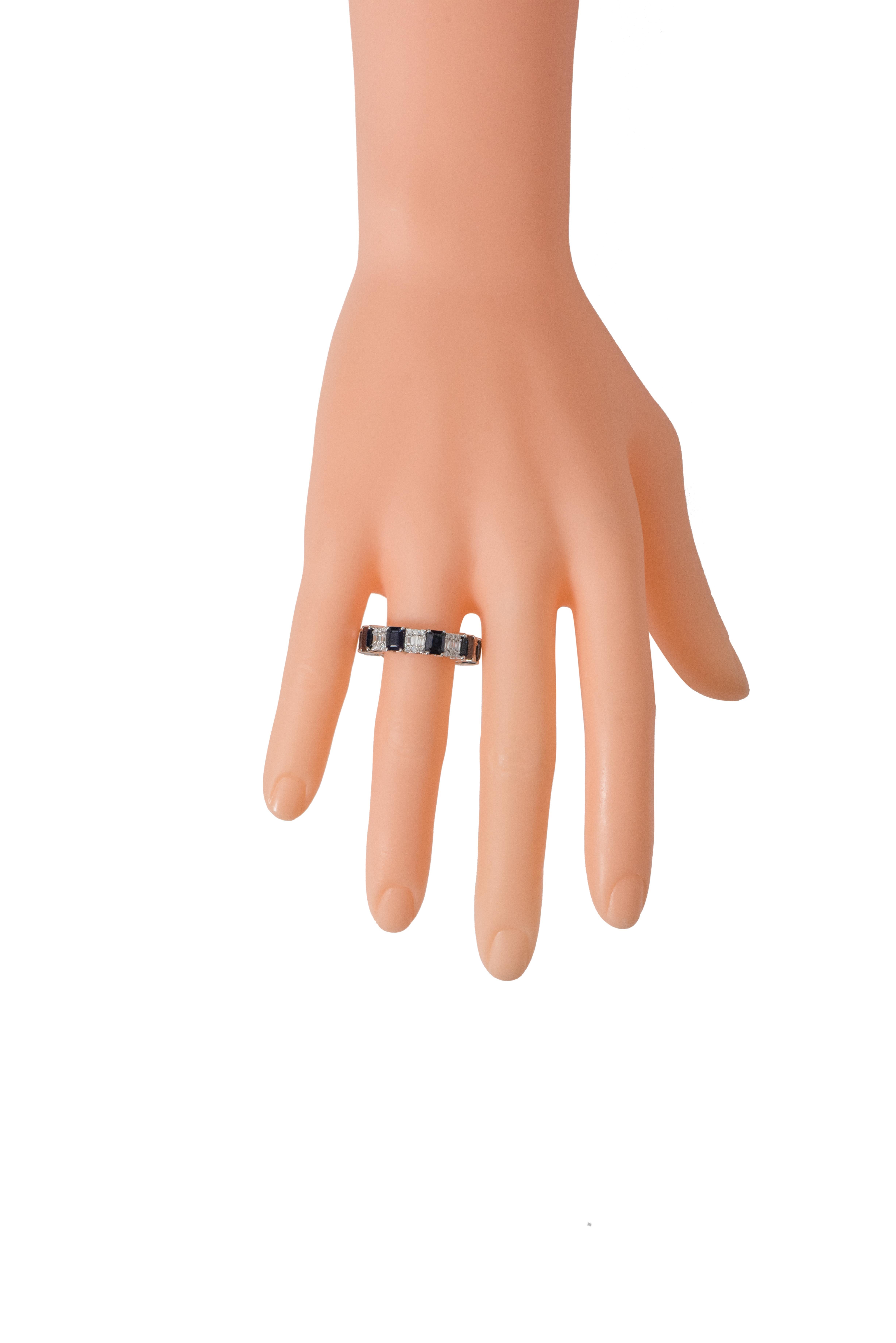 emerald cut sapphire eternity band