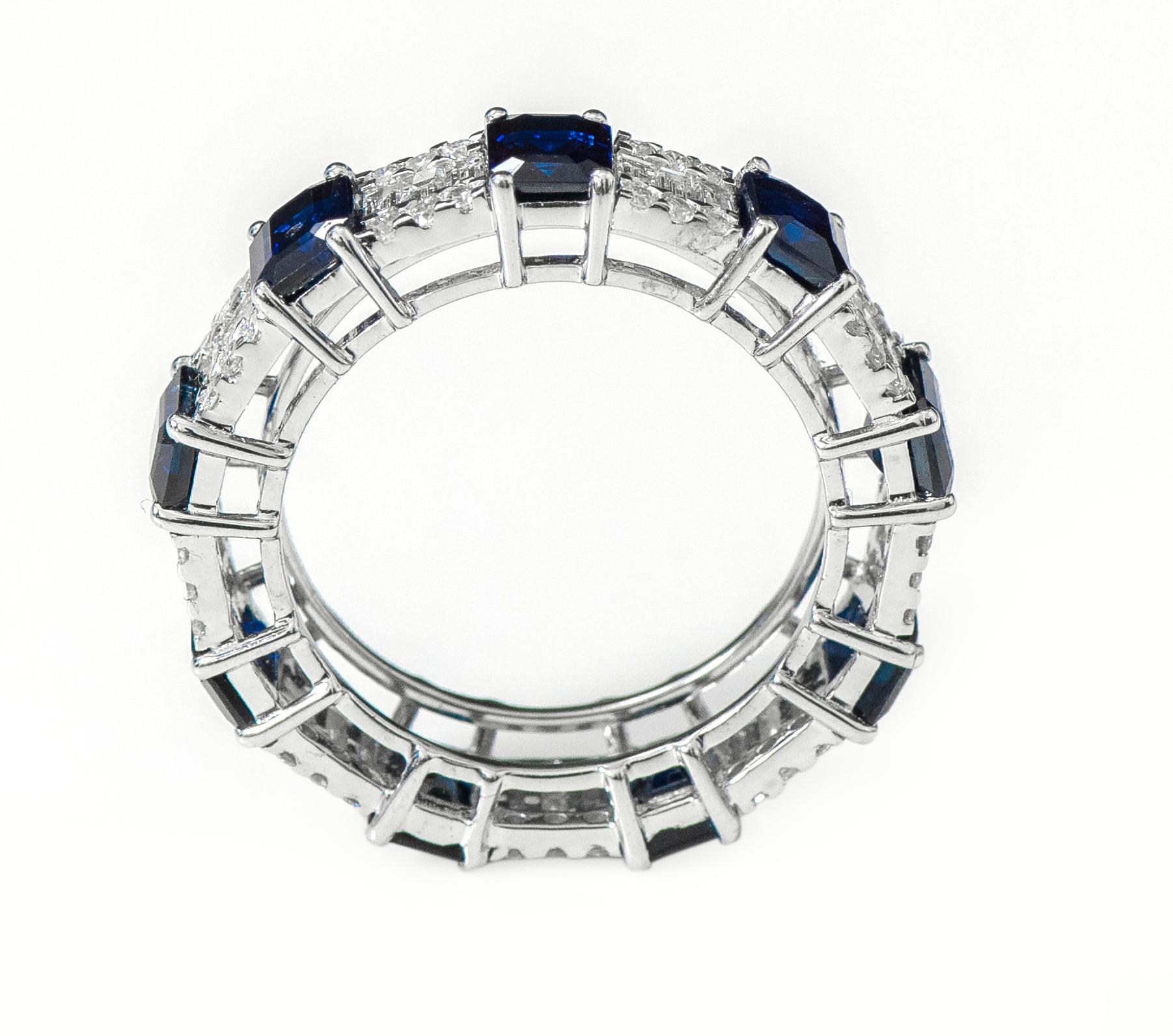 emerald cut sapphire wedding band