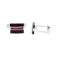 18 Karat Gold 5.49 Carat Onyx and Ruby Cufflinks