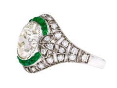18 Karat Gold 5.56 Carat Solitaire Diamond Old European Cut Art-Deco Style Ring