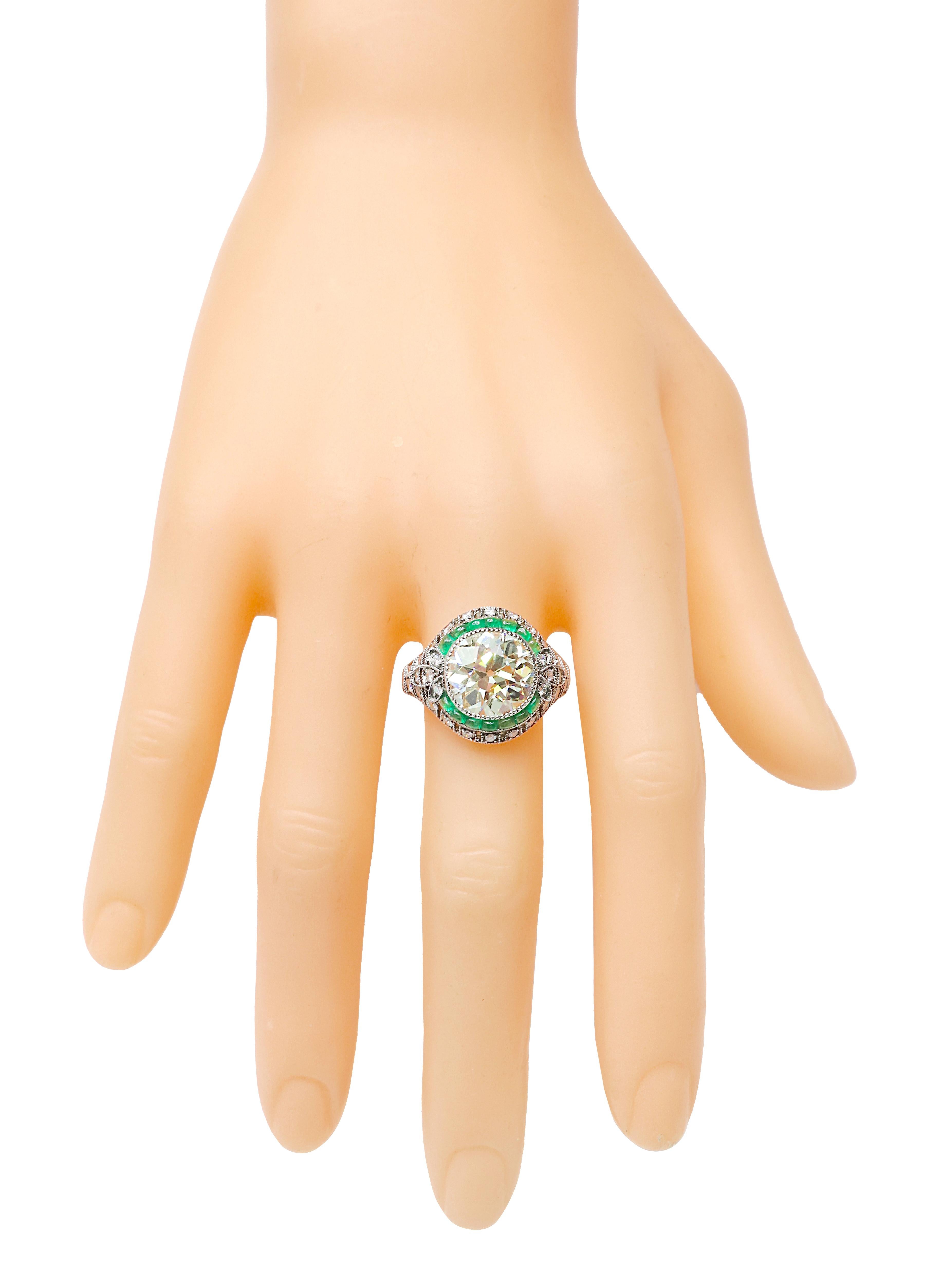 18 Karat Gold 5,56 Karat Solitär-Diamant-Ring im Art-Deco-Stil mit alteuropäischem Schliff (Art déco) im Angebot