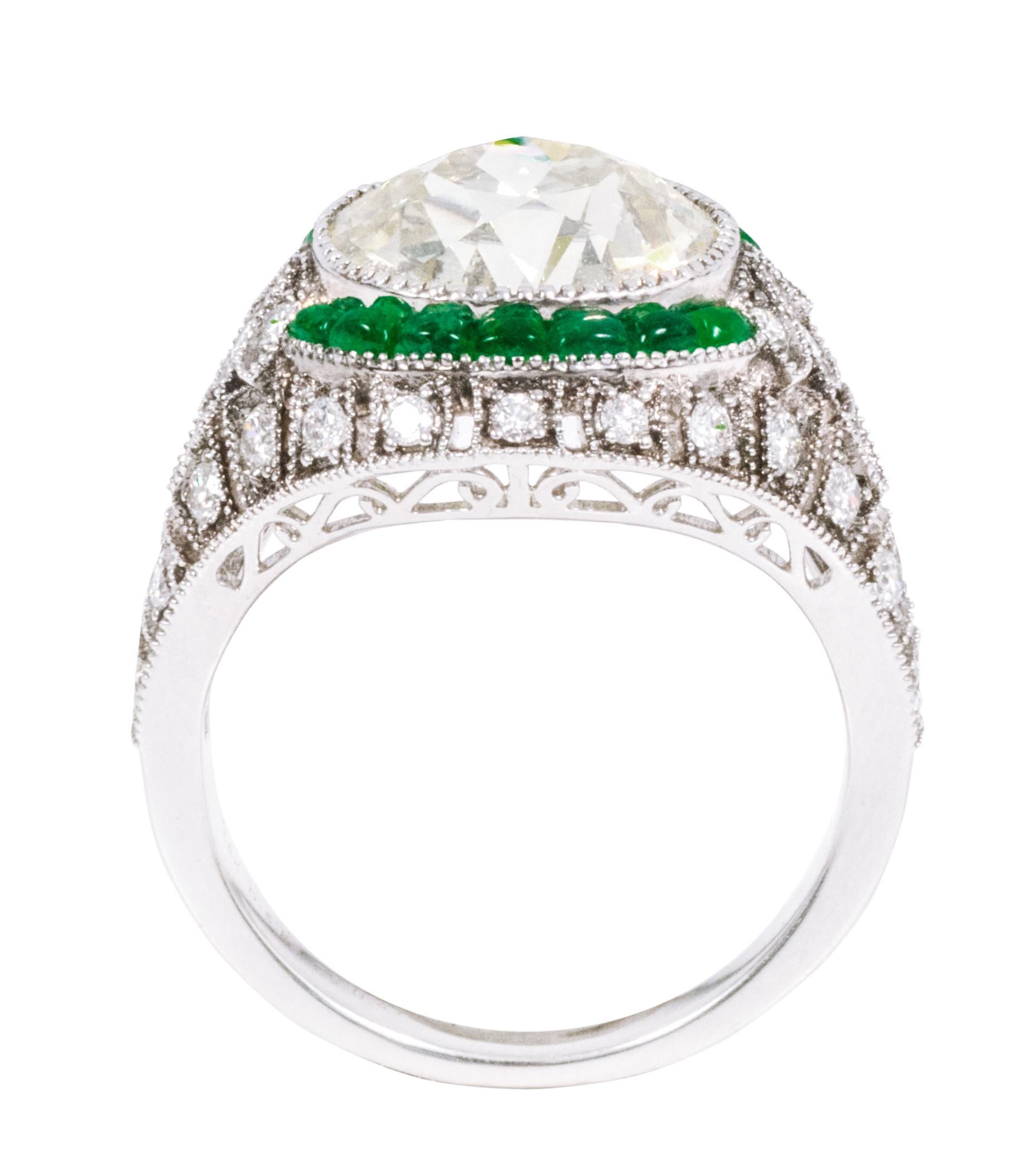 18 Karat Gold 5,56 Karat Solitär-Diamant-Ring im Art-Deco-Stil mit alteuropäischem Schliff (Alteuropäischer Schliff) im Angebot
