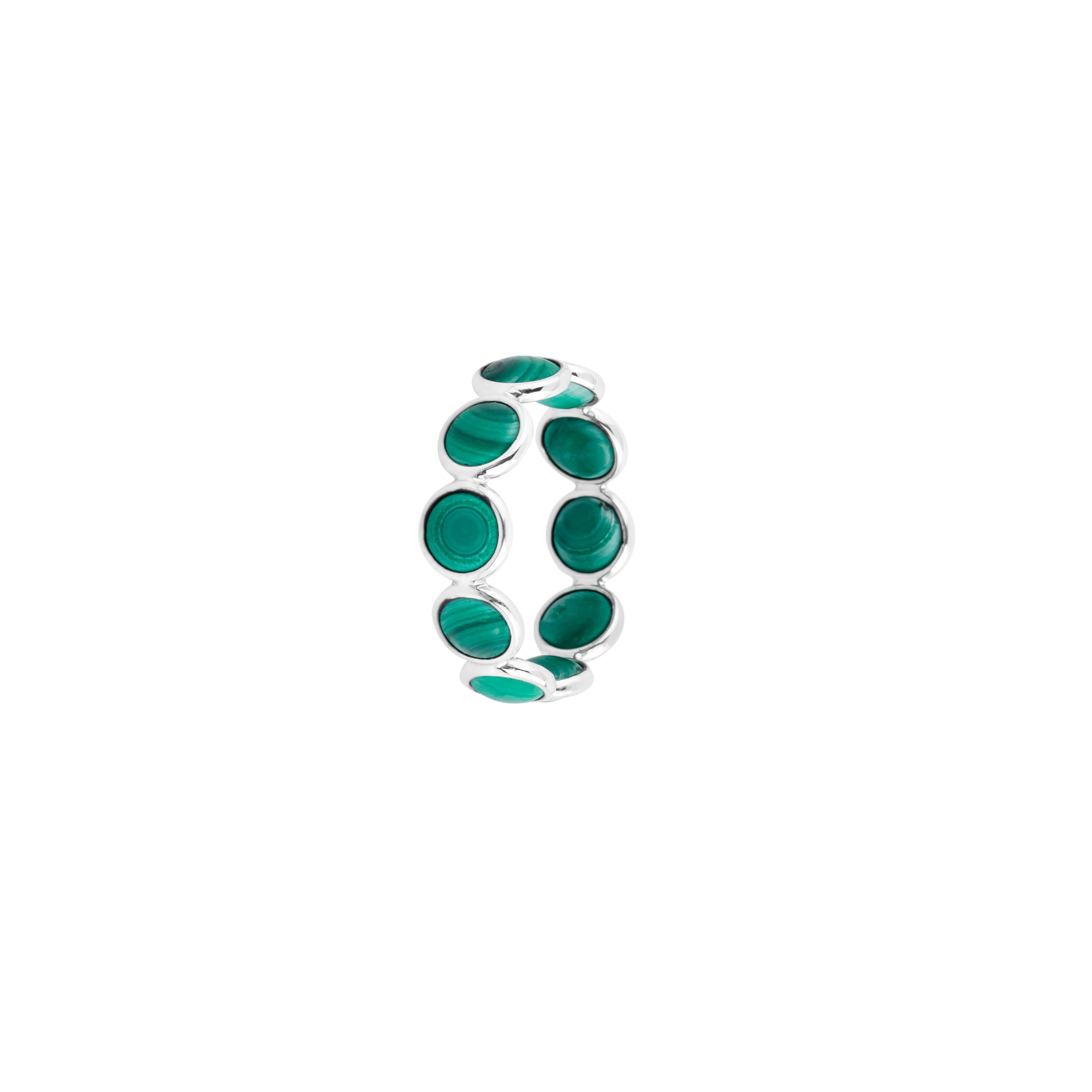 Modern 18 Karat Gold 5.77 Carat Malachite Infinity Band Ring For Sale