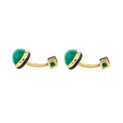18 Karat Gold 5.79 Carat Emerald Cufflinks