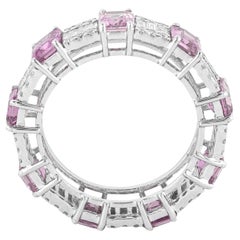 18 Karat Gold 5.92 Carat Diamond and Pink Sapphire Eternity Ring