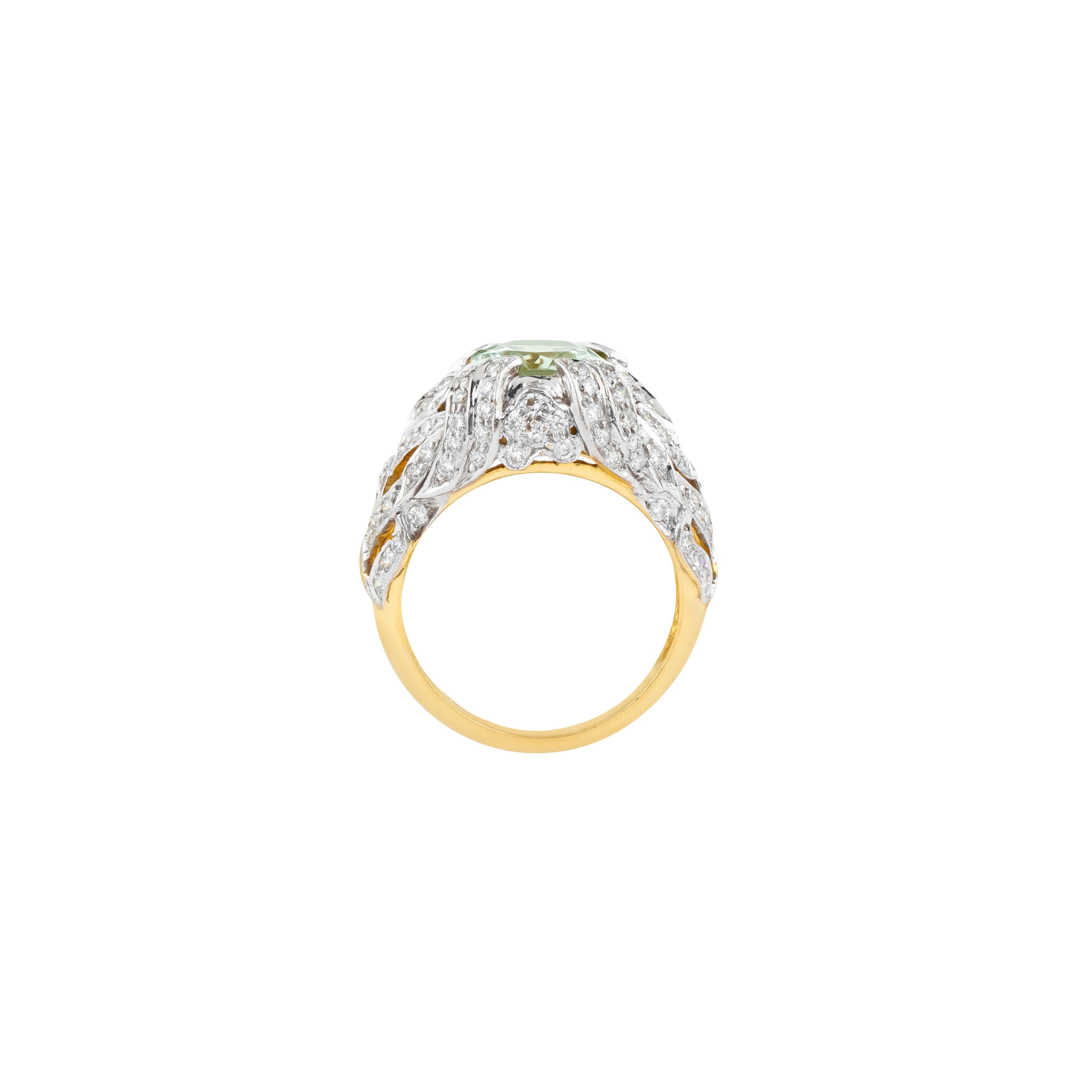 Anillo de moda de oro de 18 quilates, 6 quilates de amatista verde y diamante en Nuevo estado para la venta en Jaipur, IN