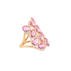 18 Karat Gold 6.1 Carat Diamond and Pink Sapphire Statement Ring