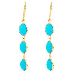 18 Karat Gold 6.1 Carat Turquoise Dangle Earrings