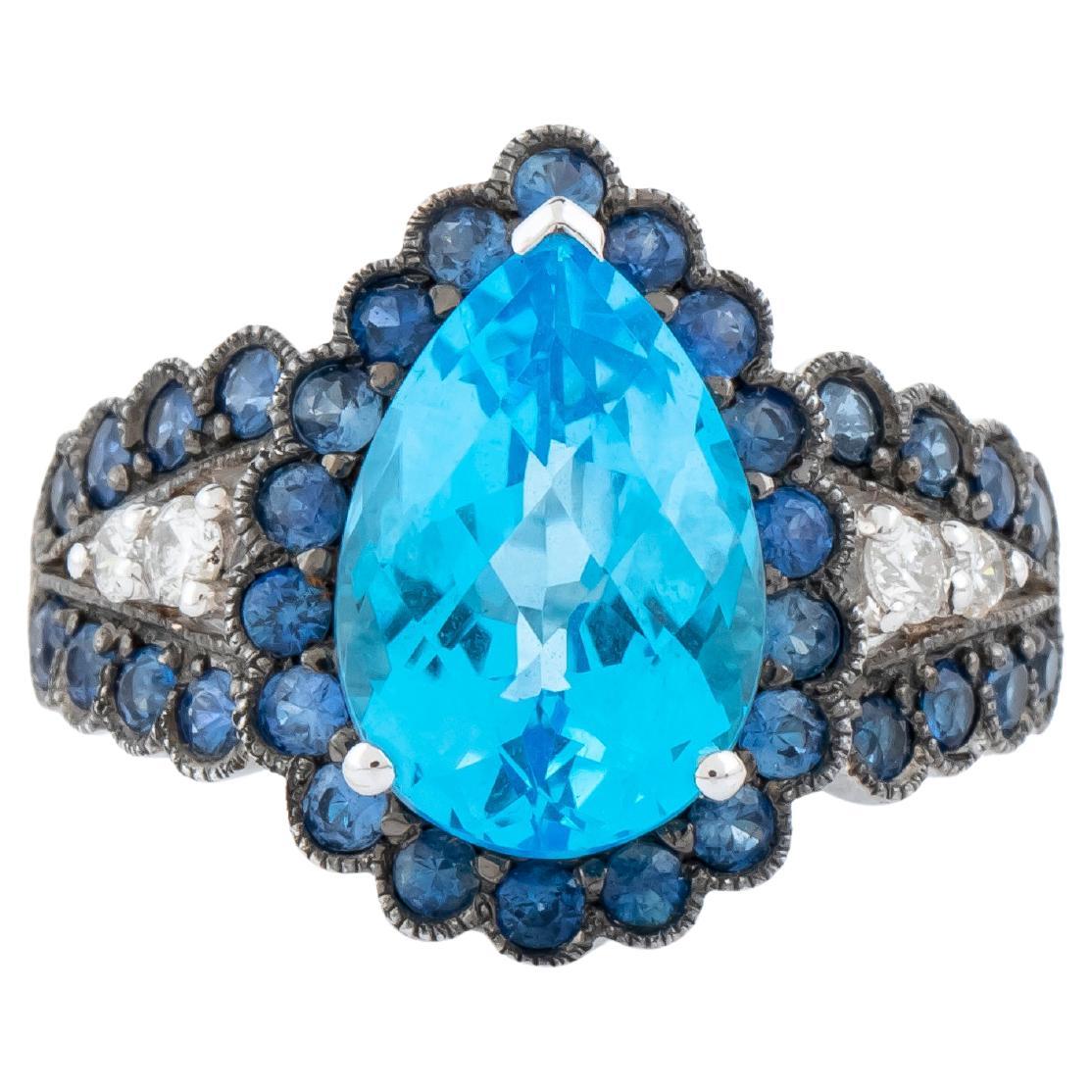 18 Karat Gold 6.21 Carats Color Stone and Diamond Cocktail Ring