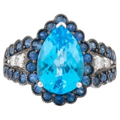 18 Karat Gold 6.21 Carats Color Stone and Diamond Cocktail Ring