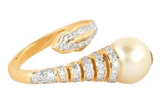 18 Karat Gold 6.25 Carat Diamond and Pearl Statement Ring