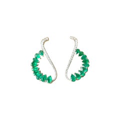 18 Karat Gold, 6.25 Carat Zambian Emeralds & Diamond Chandelier Earrings