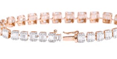 18 Karat Gold 6.31 Carat Diamond Contemporary Tennis Bracelet