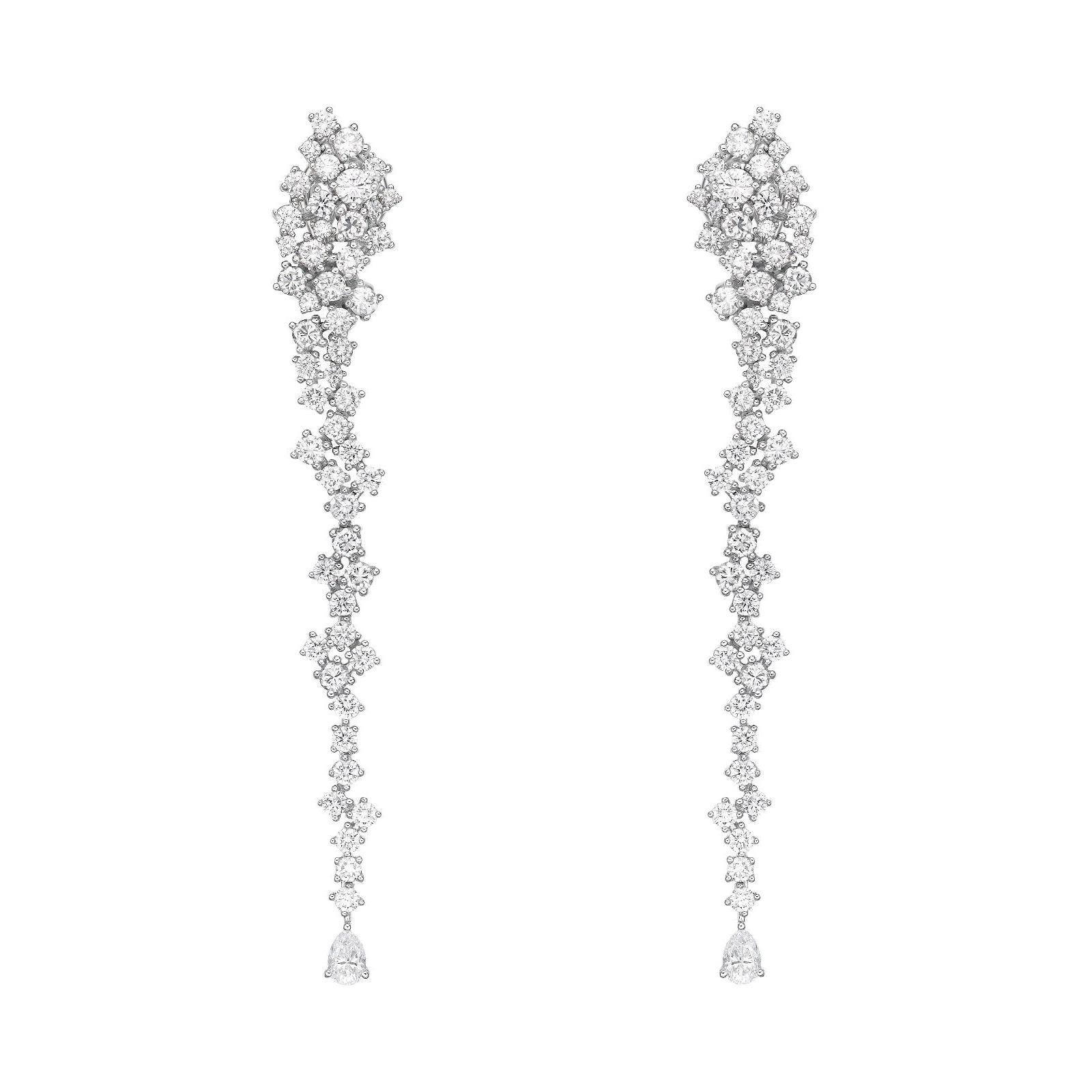 3 Carat SI Clarity HI Color Diamond Chandelier Earrings 18k White Gold