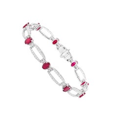 18 Karat Gold 6.63 Carat Ruby and Diamond Tennis Bracelet