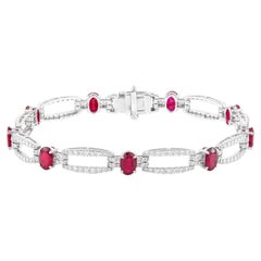 Pulsera de tenis de oro de 18 quilates con rubíes y diamantes de 6,63 quilates