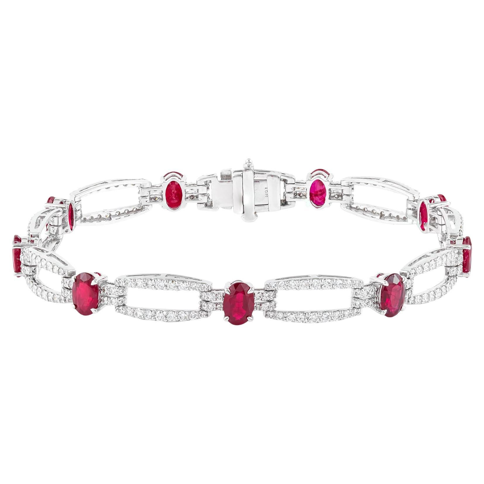 18 Karat Gold 6,63 Karat Rubin und Diamant-Tennisarmband