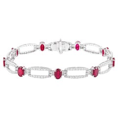 18 Karat Gold 6,63 Karat Rubin und Diamant-Tennisarmband