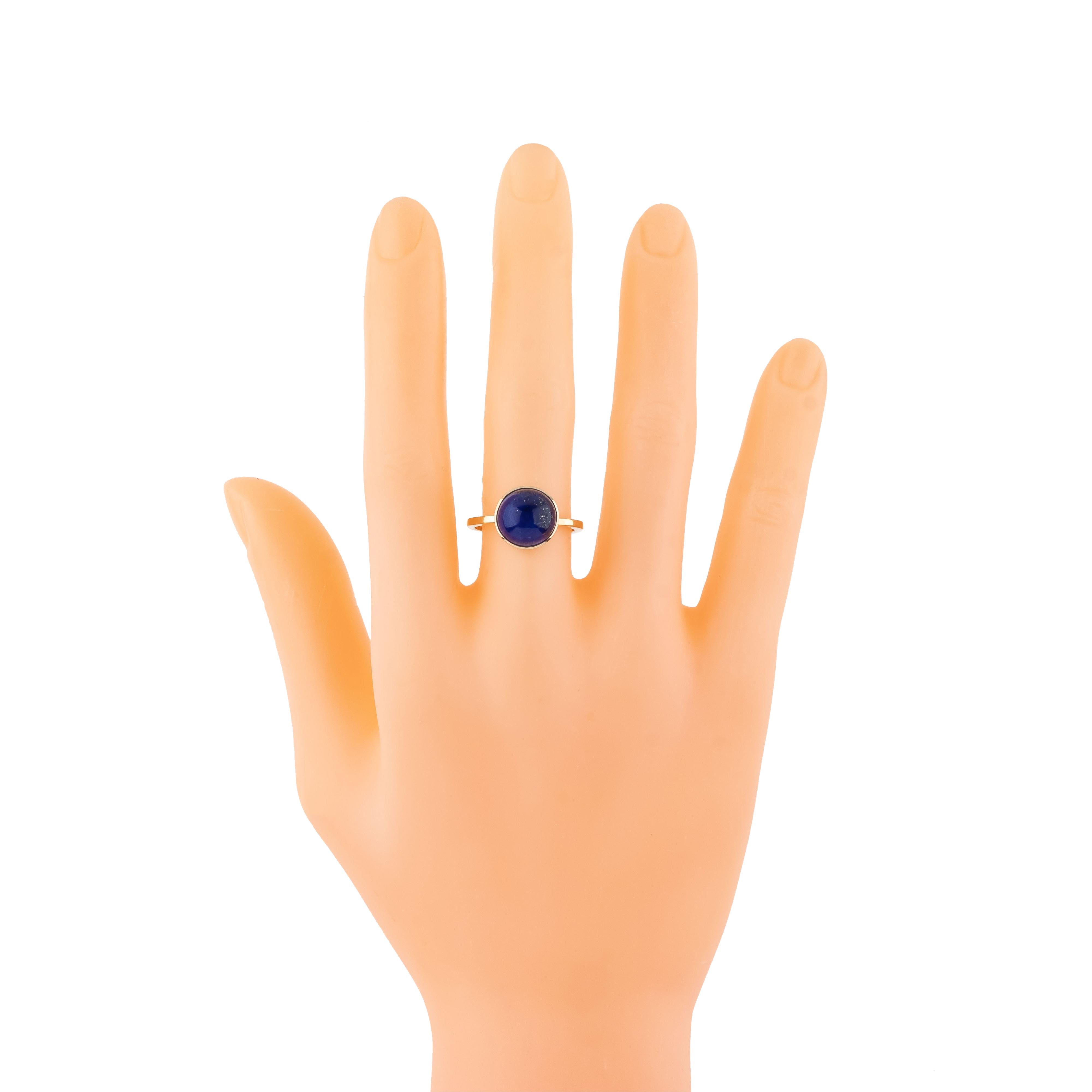 18 Karat Gold 6.83 Carat Lapis Lazuli Solitaire Ring In New Condition For Sale In Jaipur, IN