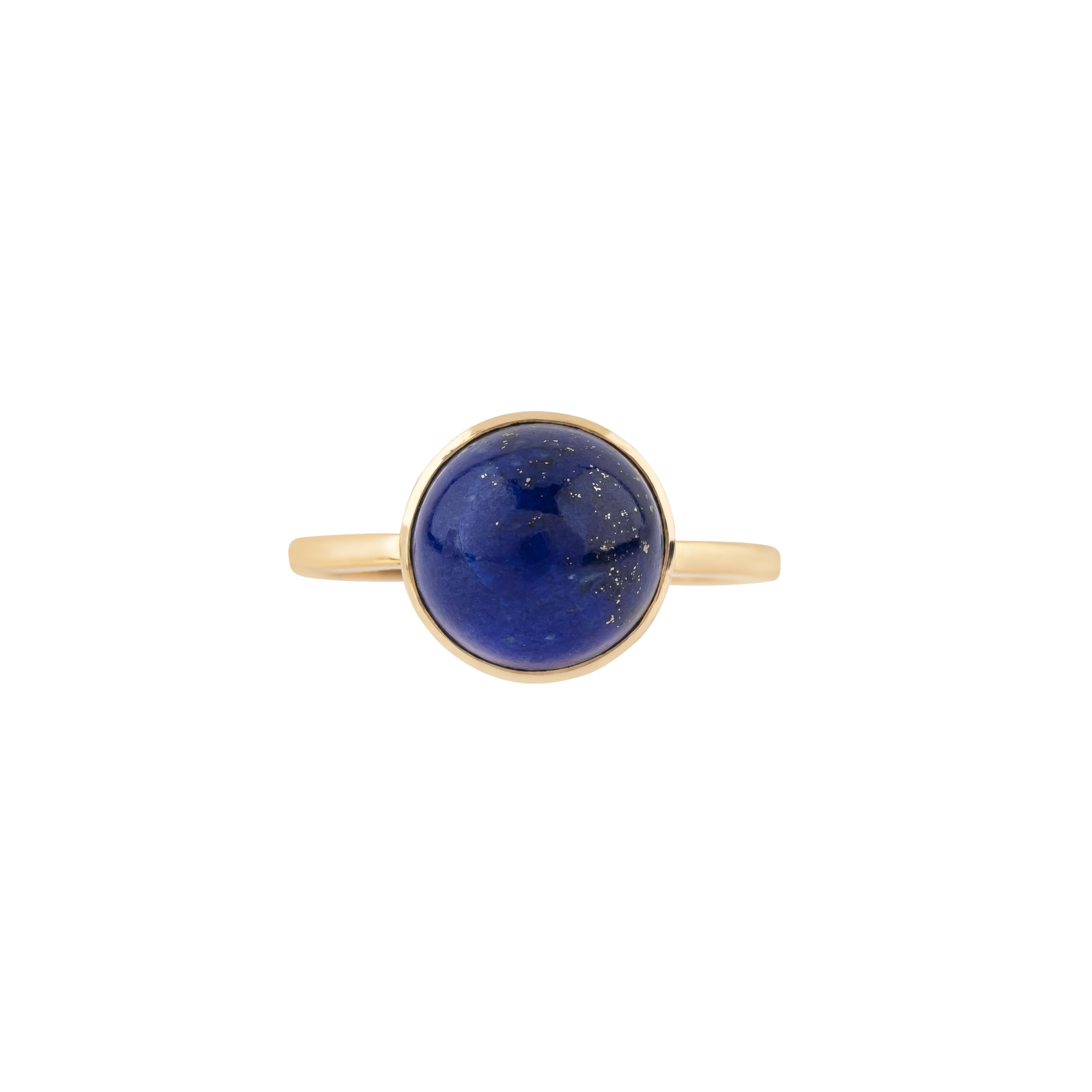 Women's 18 Karat Gold 6.83 Carat Lapis Lazuli Solitaire Ring For Sale