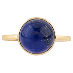 Anello solitario in oro 18 carati con lapislazzuli da 6,83 carati