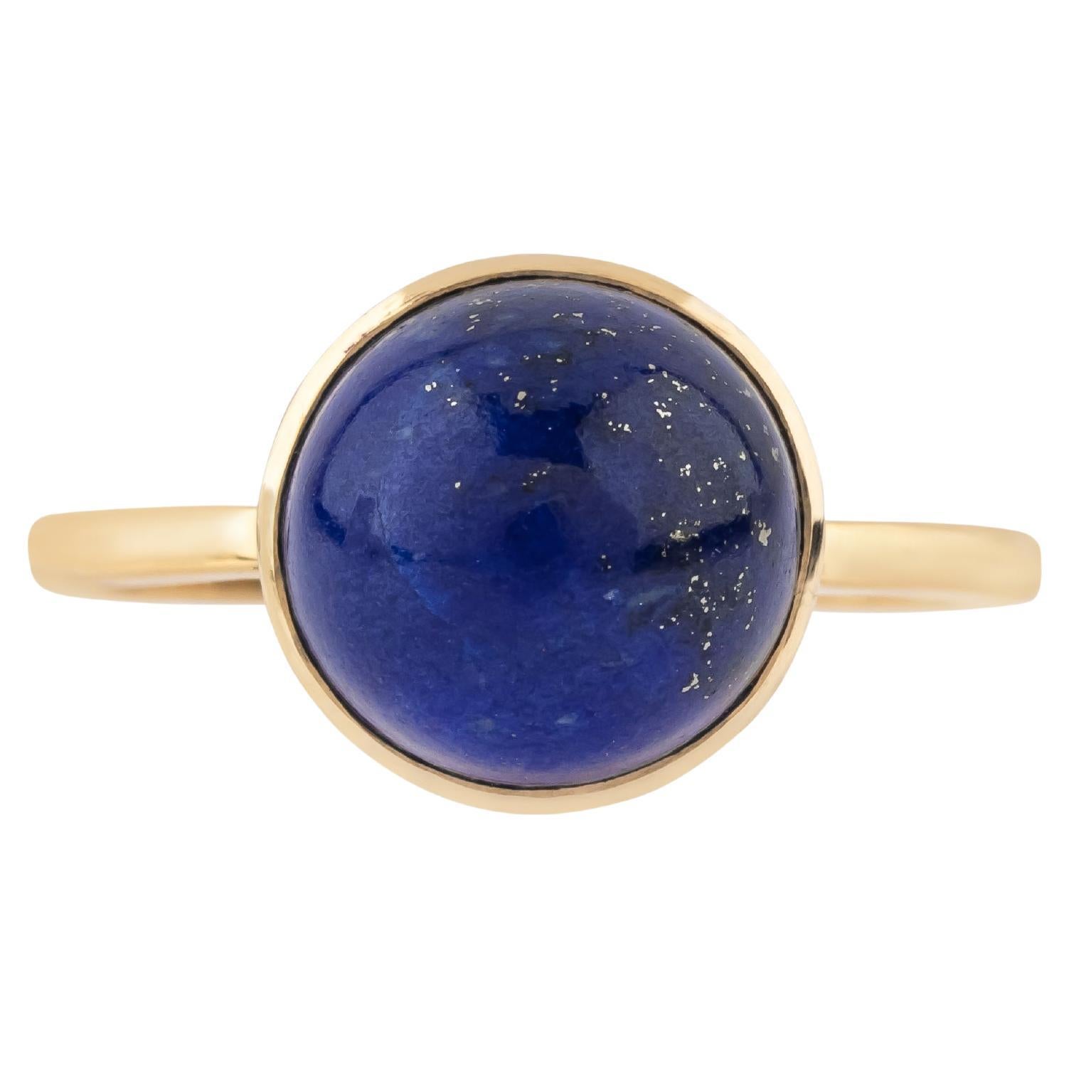 18 Karat Gold 6.83 Carat Lapis Lazuli Solitaire Ring For Sale