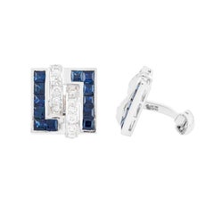Gemelos de oro de 18 quilates con diamantes y zafiros de 7,01 quilates