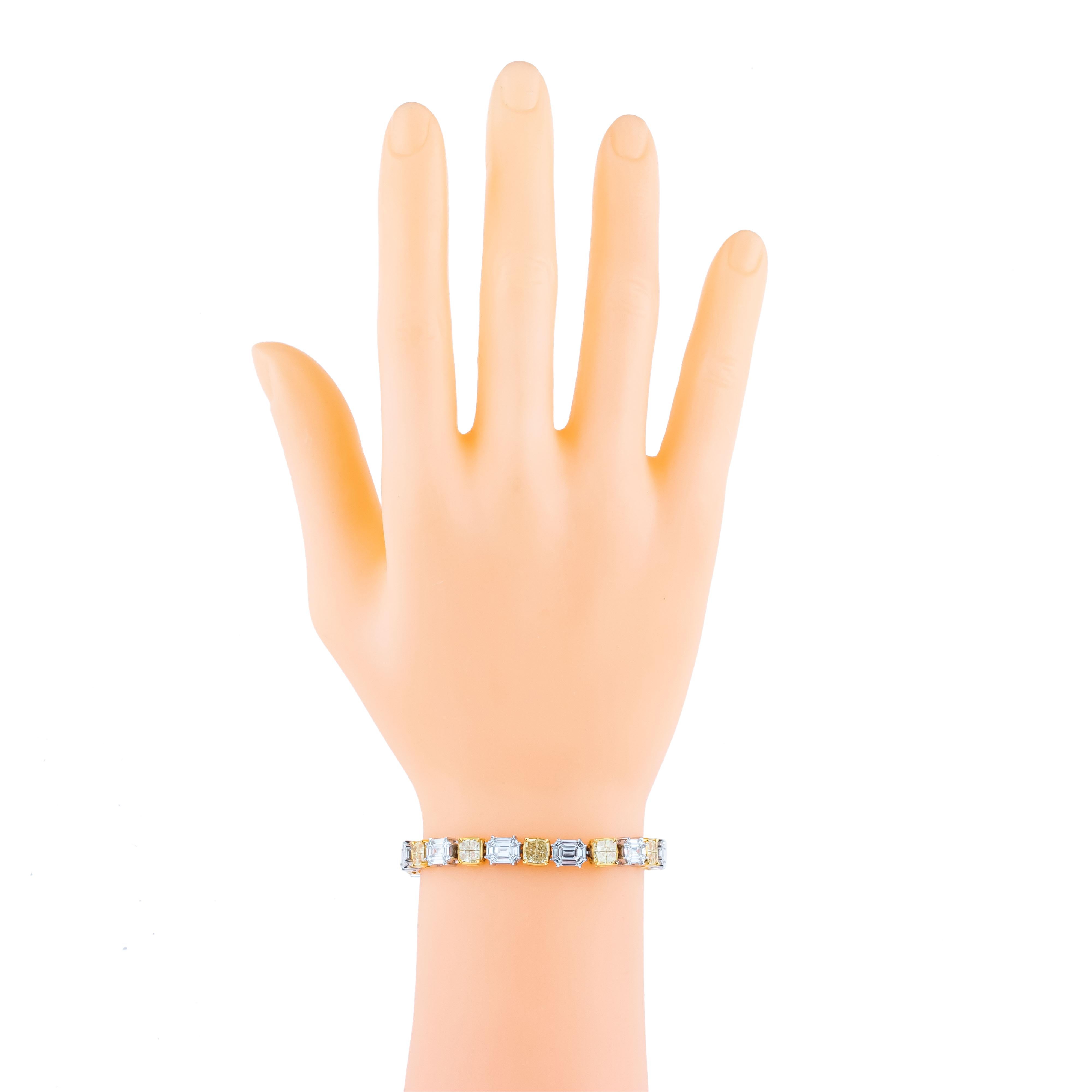 18 Karat Gold 7.1 Karat Gelbes Diamant- und Diamant-Tennisarmband im Zustand „Neu“ im Angebot in Jaipur, IN