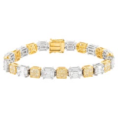 Bracelet tennis en or 18 carats avec diamants jaunes de 7,1 carats