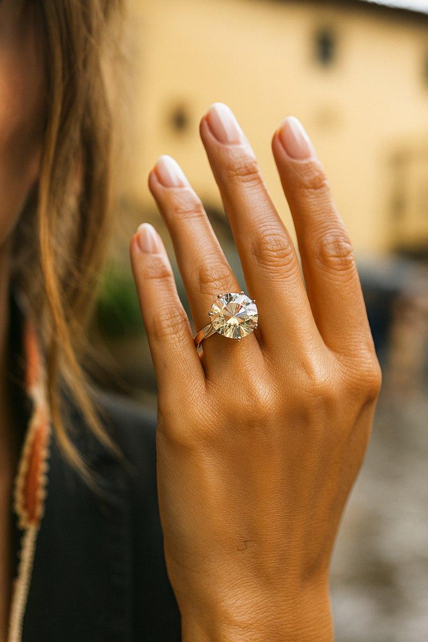 18 Karat Gold 7,15 Karat Solitär-Diamant-Ring im alteuropäischen Schliff. (Alteuropäischer Schliff) im Angebot
