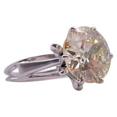 18 Karat Gold 7.15 Carat Solitaire Diamond Old European Cut Ring