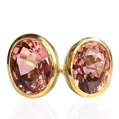 18 Karat Gold 7.15ct Double Oval Peach Pink Tourmaline Ring