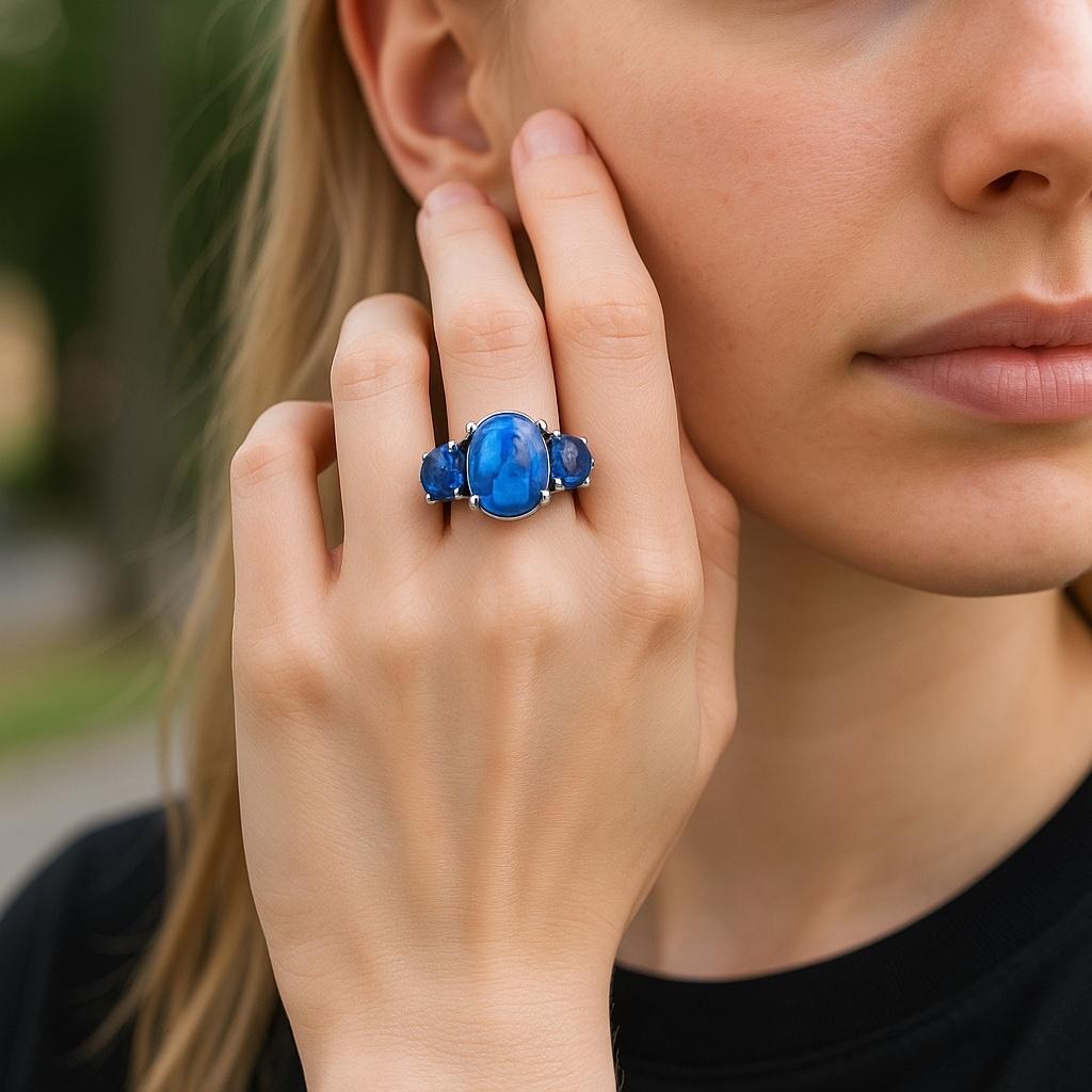 18 Karat Gold 7.37 Ceylon Cabochon Sapphire Half Moon Sapphire Diamond Ring In New Condition For Sale In New York, NY