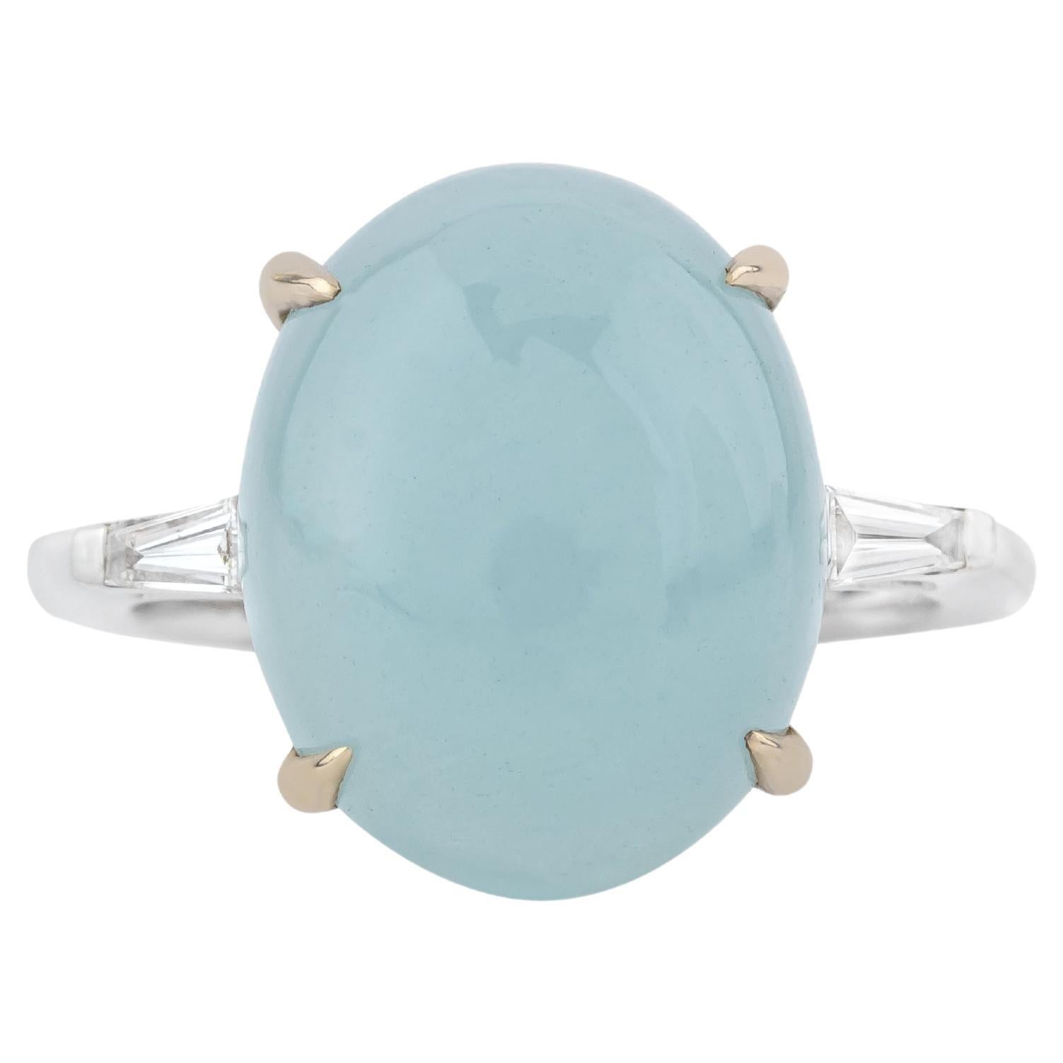 Anillo solitario de oro de 18 quilates con diamante y aguamarina de 7,4 quilates