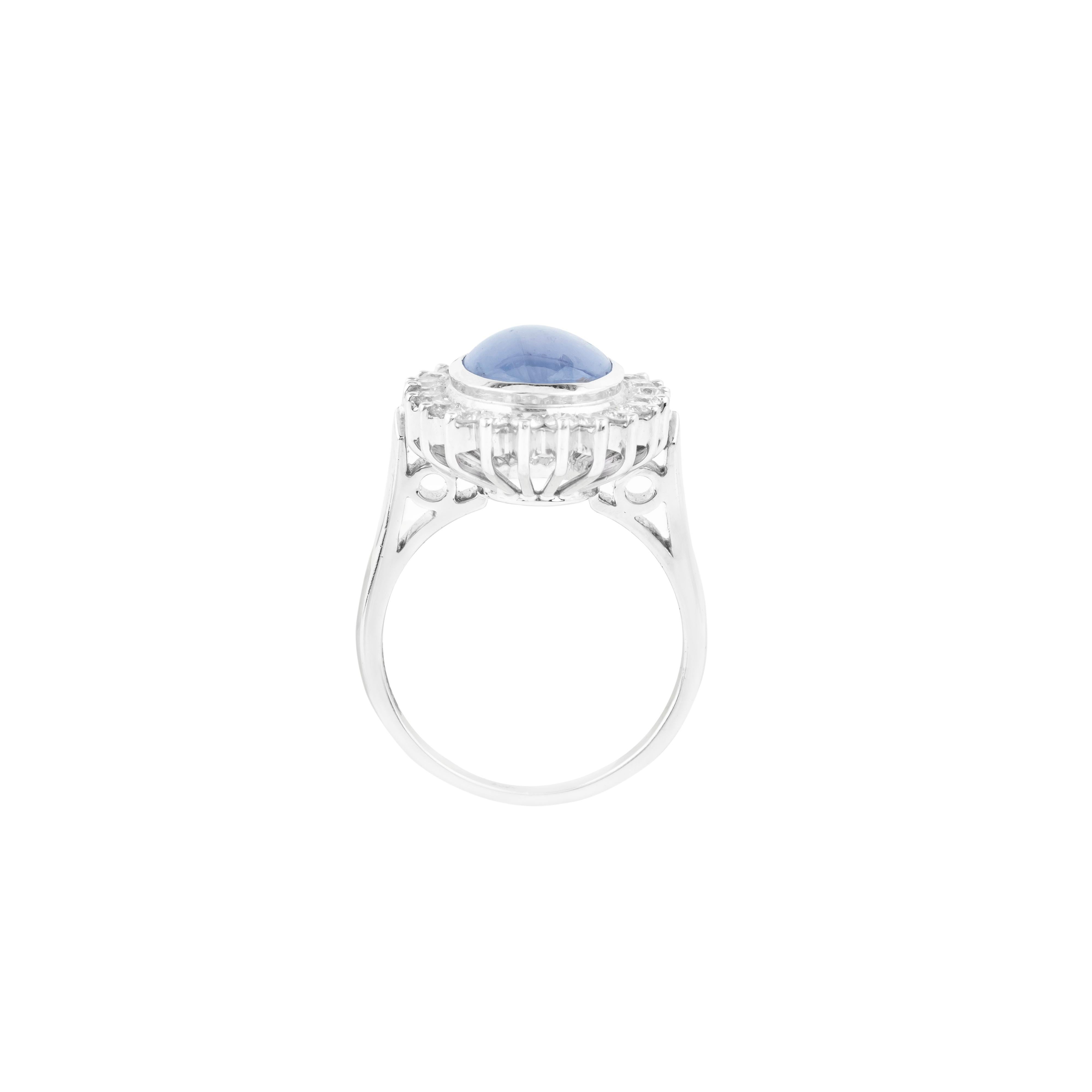 Anello solitario in oro 18 carati con zaffiro stella e diamante da 7,57 carati In condizioni Nuovo in vendita a Jaipur, IN