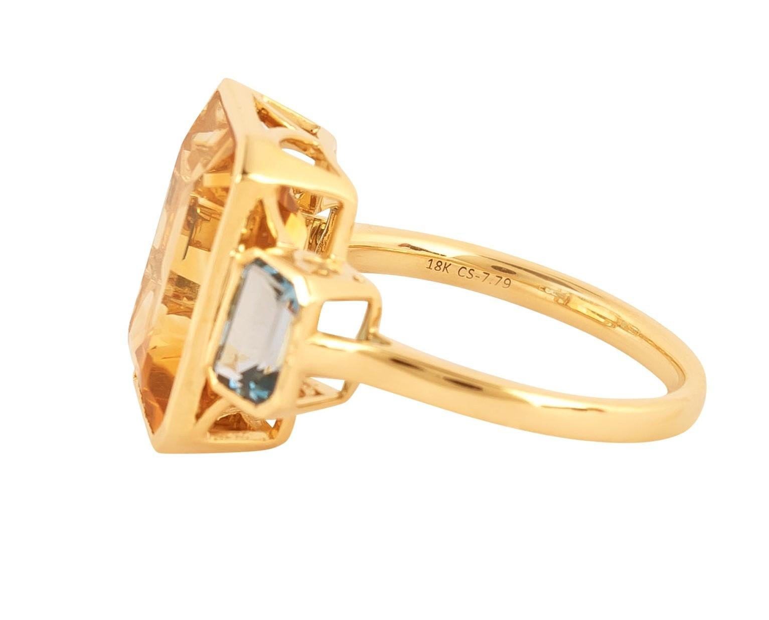 18 Karat Gold 7.79 Carat Blue & Yellow Topaz 