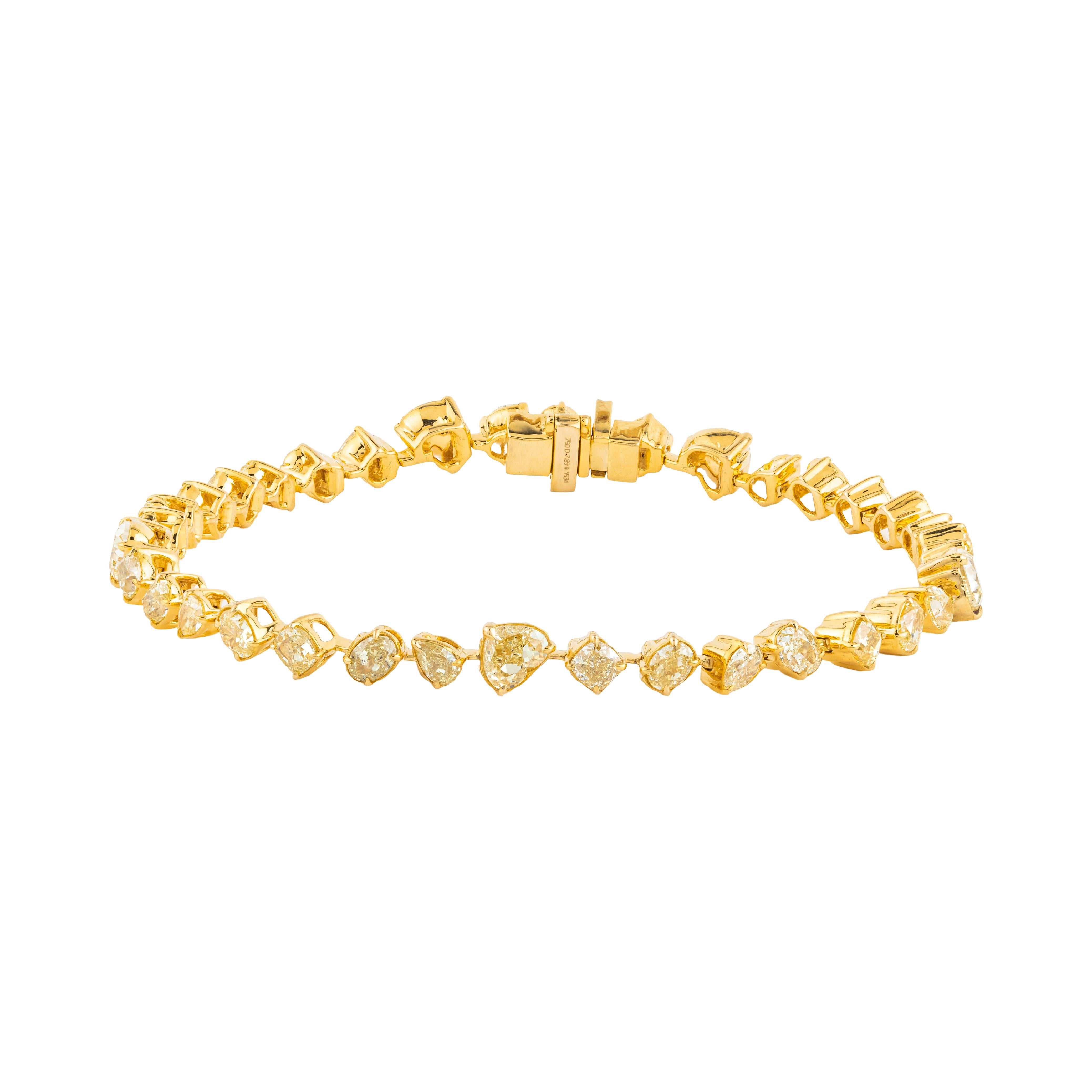 Donna Bracciale tennis in oro 18 carati con diamanti gialli da 7,89 carati in vendita