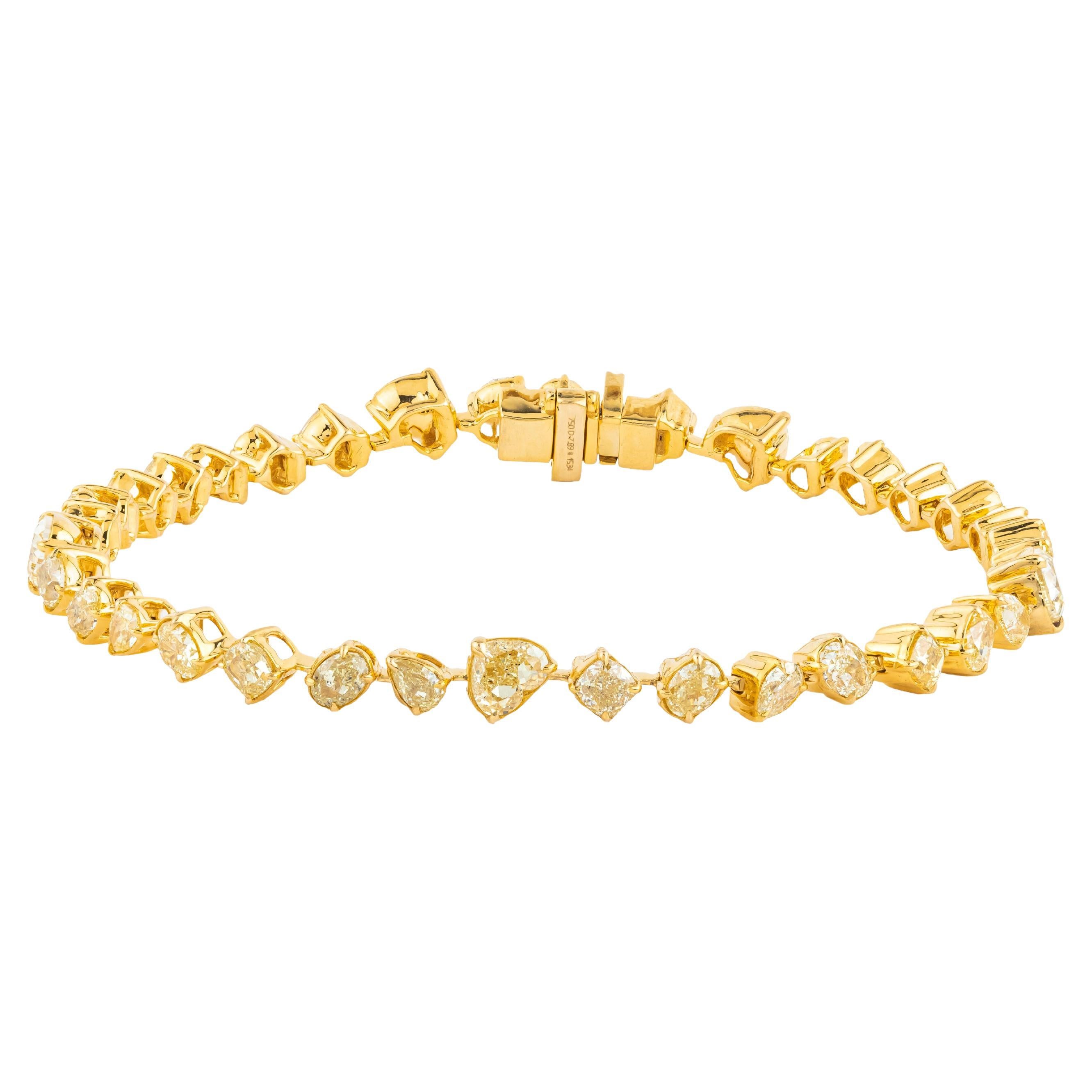 18 Karat Gold 7,89 Karat Gelbes Diamant-Tennisarmband