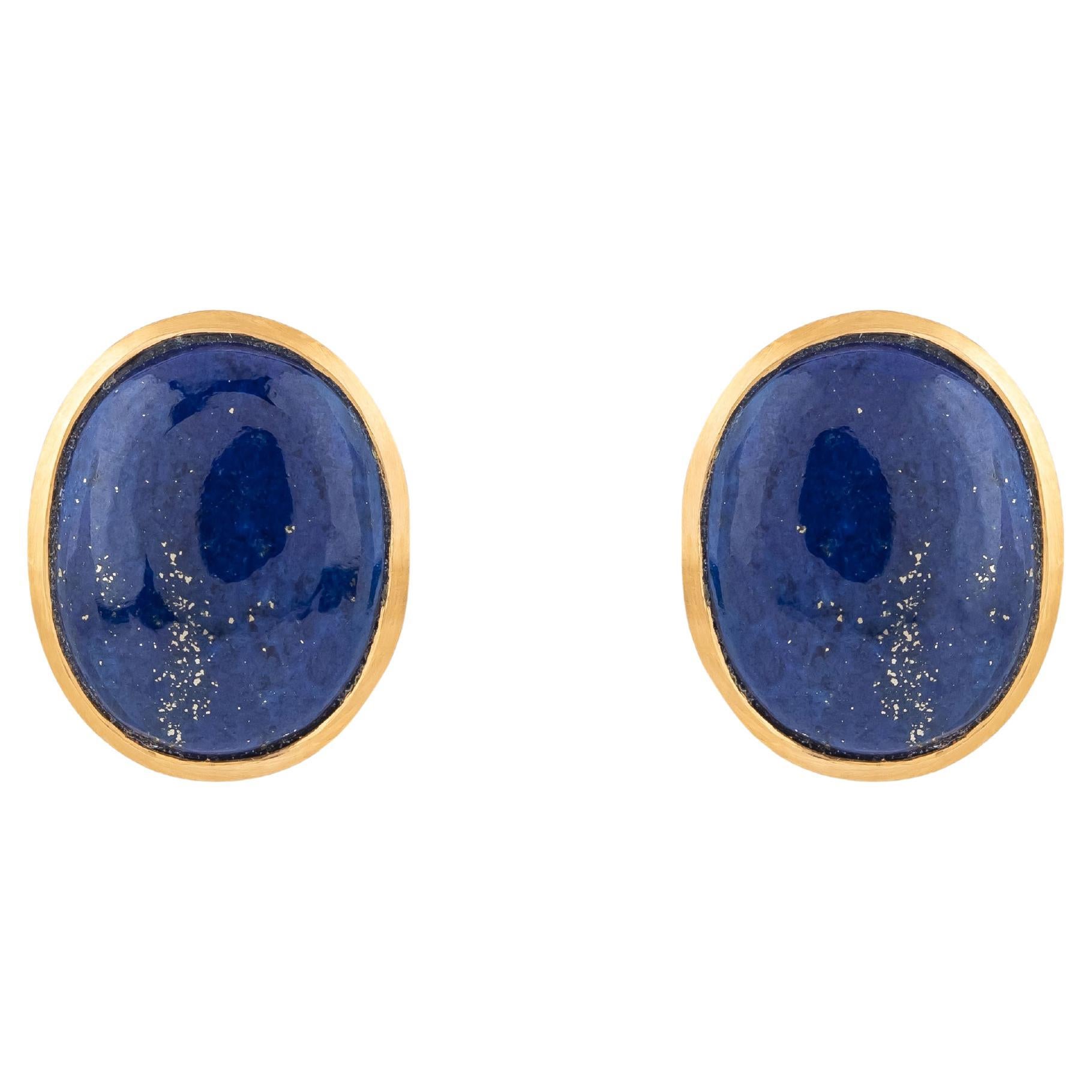 18 Karat Gold 7.9 Carat Lapis Lazuli Stud Earrings