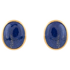 18 Karat Gold 7.9 Carat Lapis Lazuli Stud Earrings