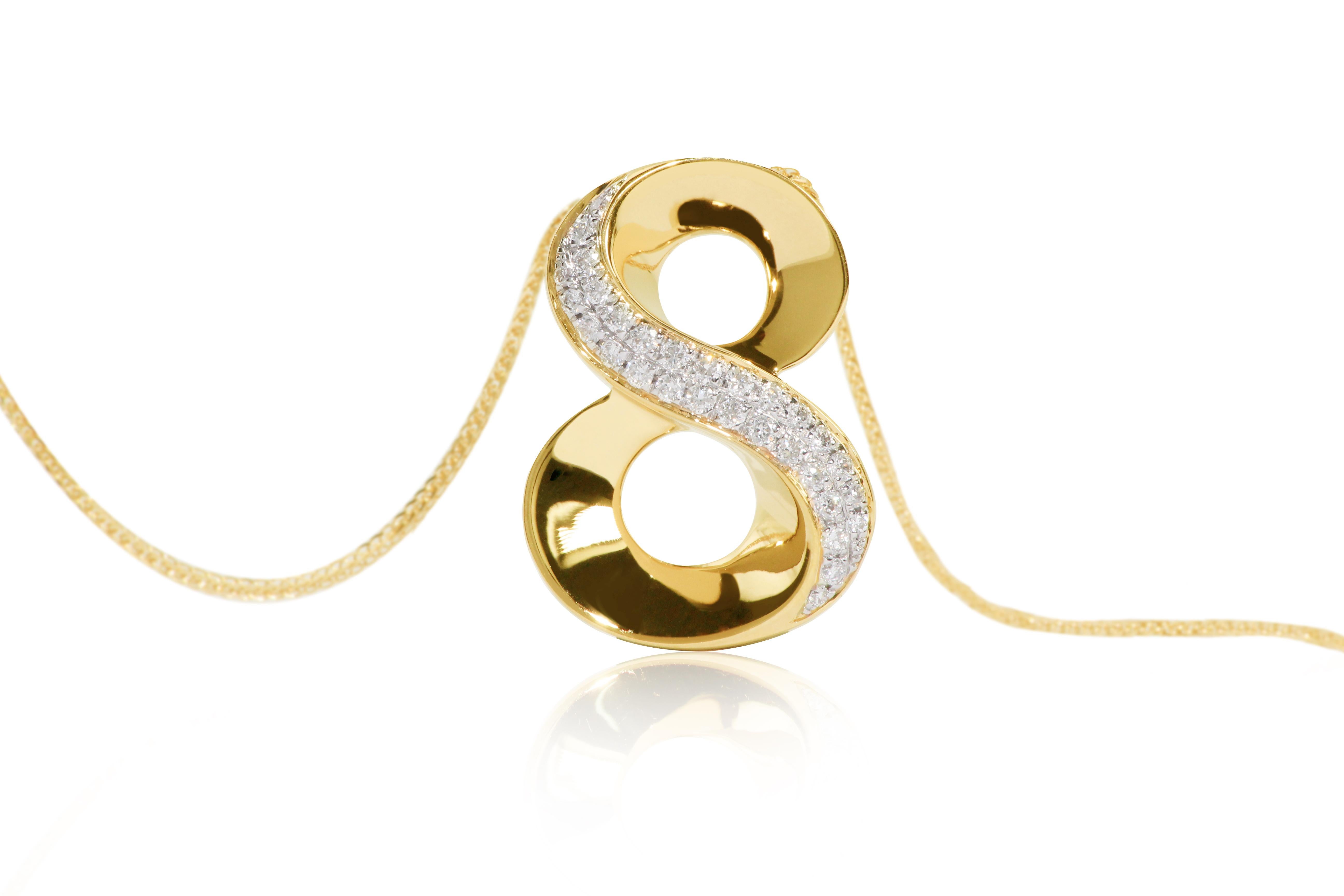 18 Karat Gold 8 Diamant-Anhänger mit Halskette im Zustand „Neu“ im Angebot in Macau, MO