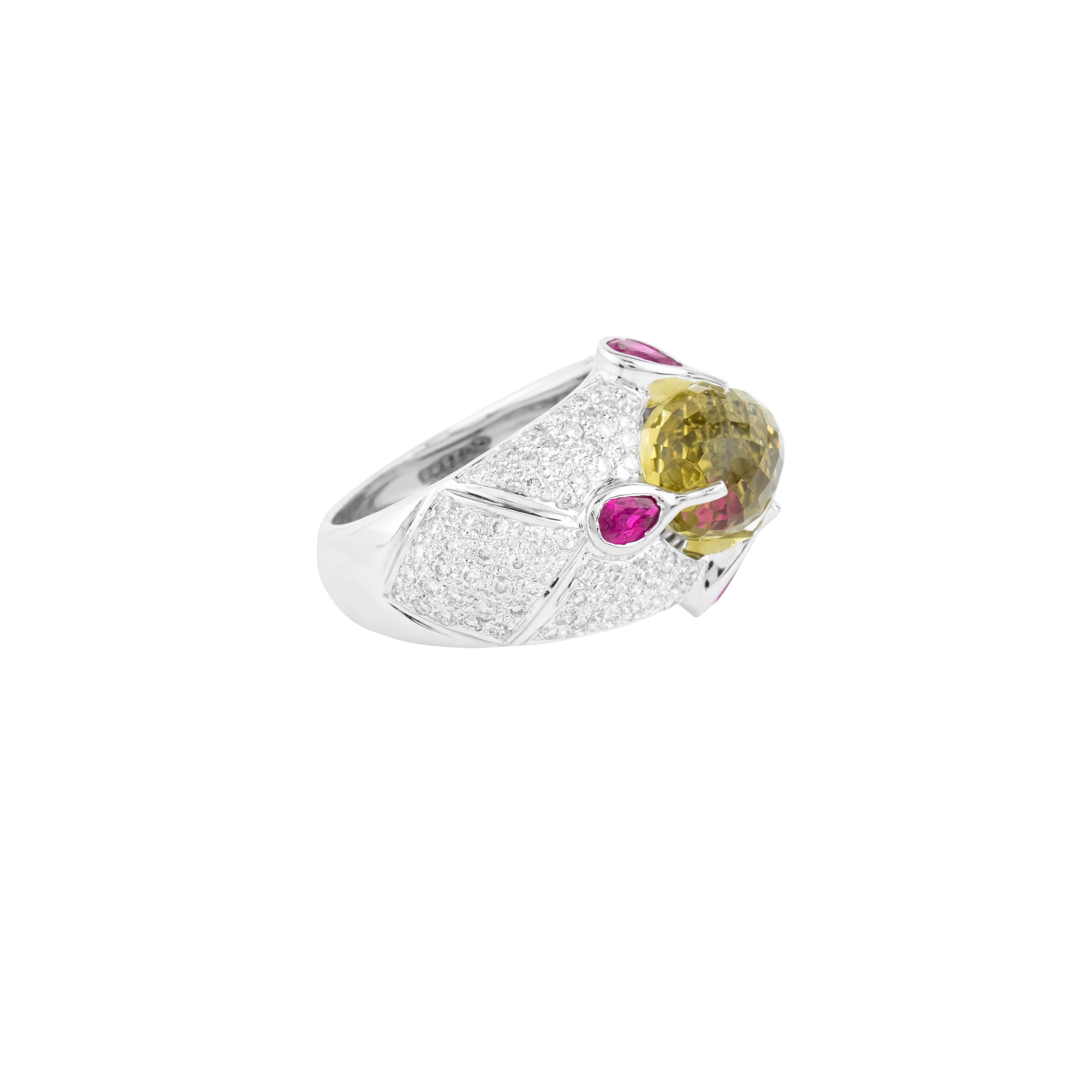 Contemporary 18 Karat Gold 8.07 Carat Color Stone and Diamond Fashion Ring For Sale