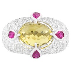18 Karat Gold 8.07 Carat Color Stone and Diamond Fashion Ring