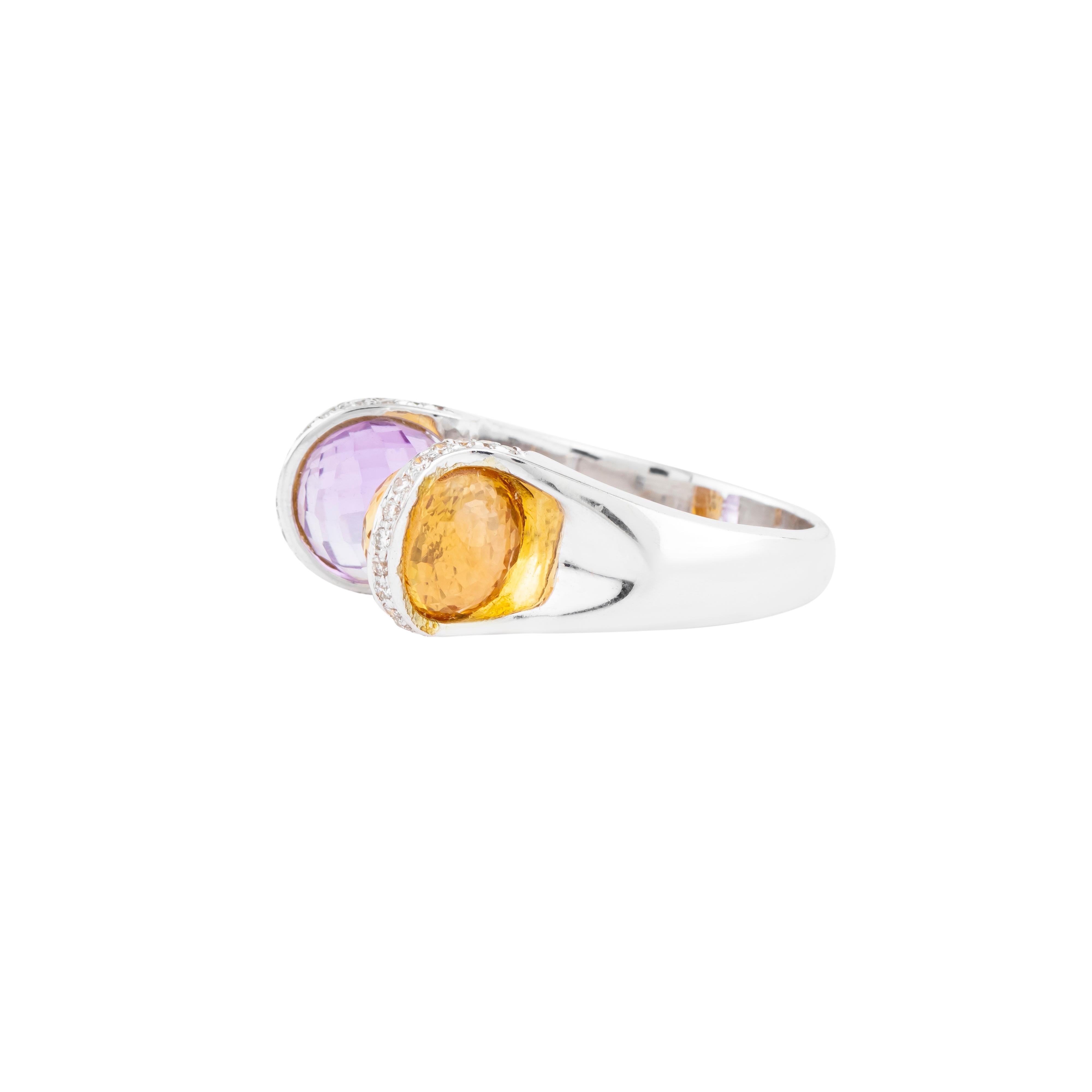 Brilliant Cut 18 Karat Gold 8.13 Carat Color Stone and Diamond Fashion Ring For Sale