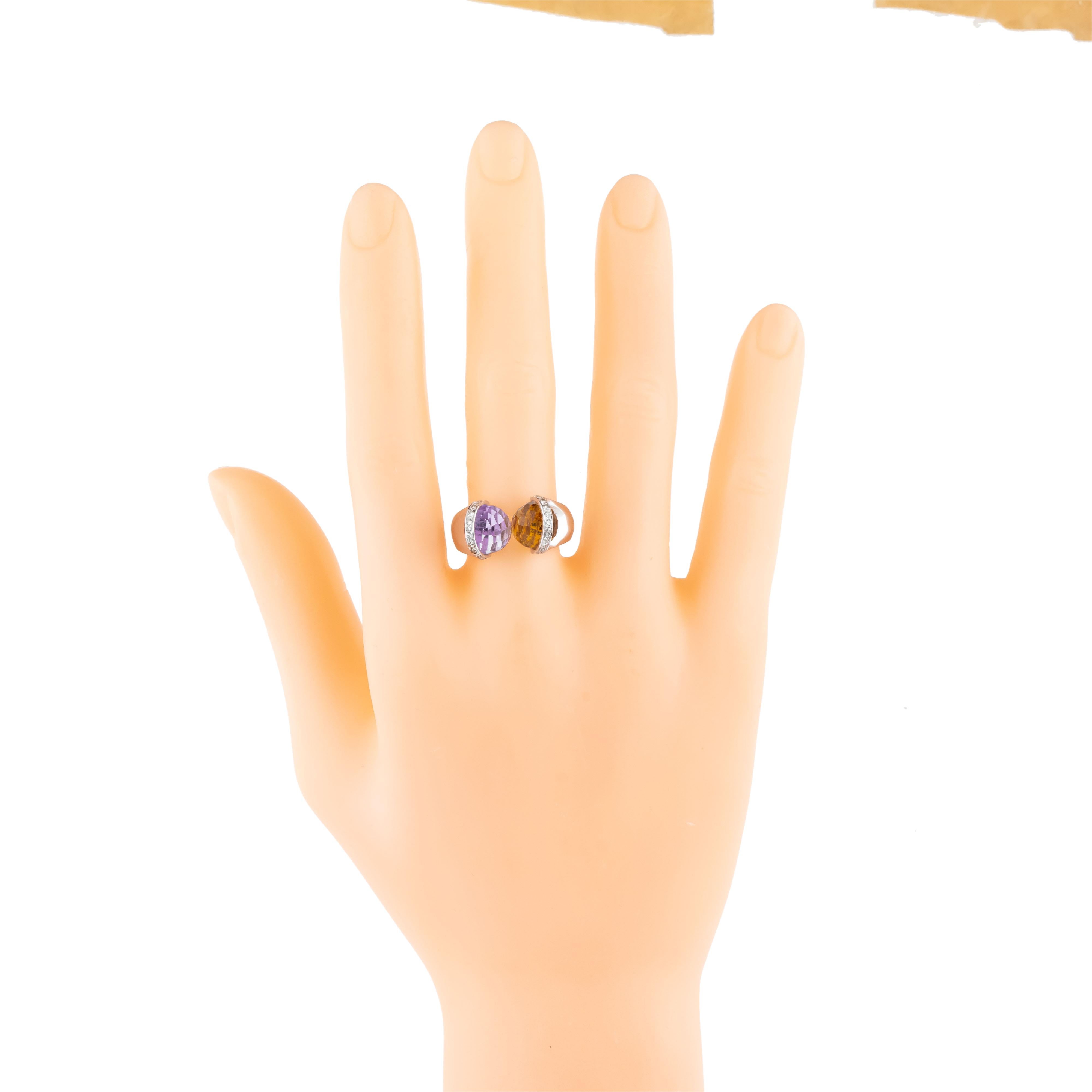 Women's 18 Karat Gold 8.13 Carat Color Stone and Diamond Fashion Ring For Sale