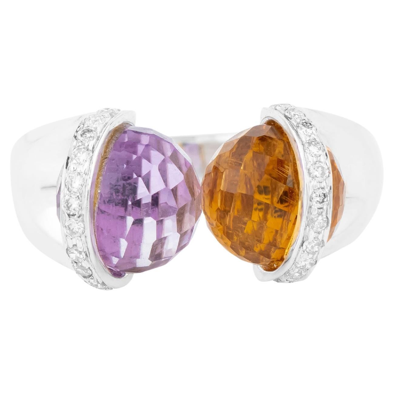18 Karat Gold 8.13 Carat Color Stone and Diamond Fashion Ring